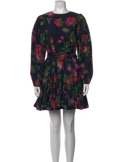 Pre-owned Rhode Floral Print Mini Dress In Blue