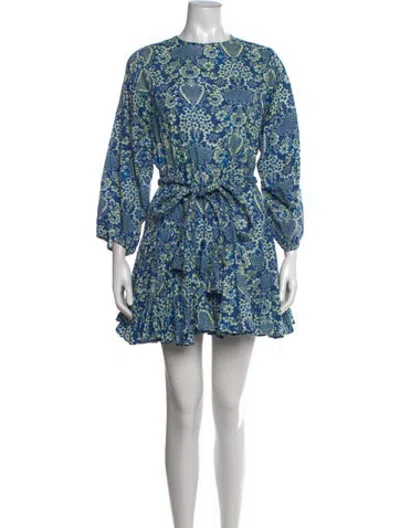 Pre-owned Rhode Floral Print Mini Dress In Blue