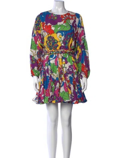Pre-owned Rhode Floral Print Mini Dress In Blue