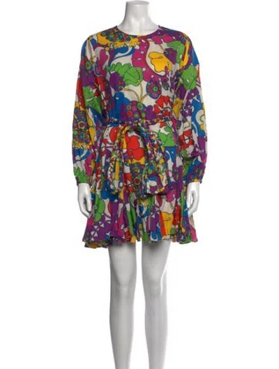 Pre-owned Rhode Floral Print Mini Dress In Blue