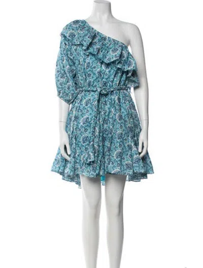 Pre-owned Rhode Floral Print Mini Dress In Blue