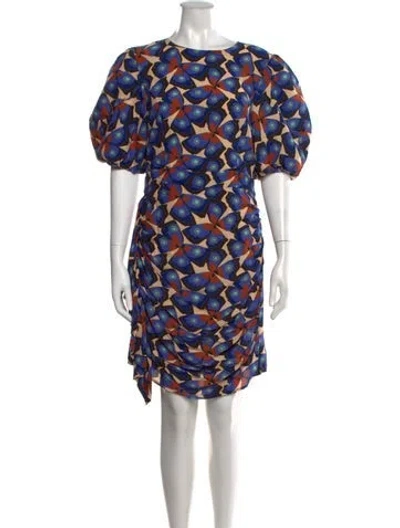Pre-owned Rhode Floral Print Mini Dress In Blue/neutrals
