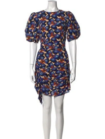 Pre-owned Rhode Floral Print Mini Dress In Blue/neutrals