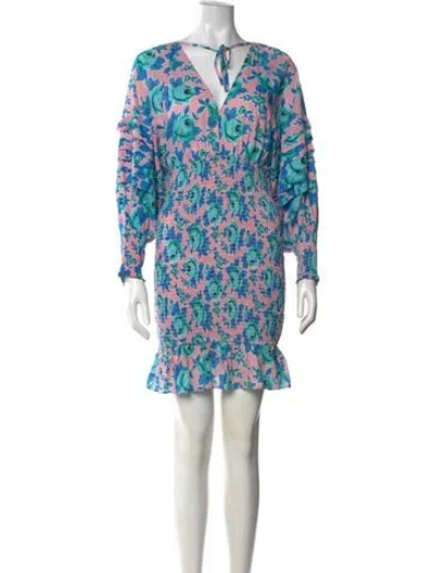 Pre-owned Rhode Floral Print Mini Dress In Blue/pink