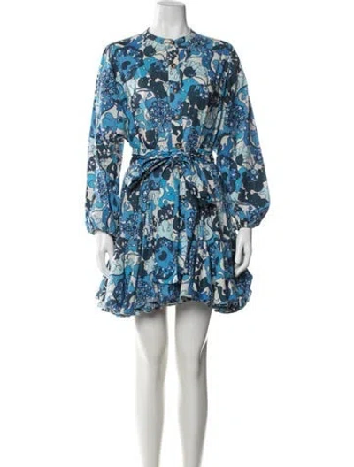 Pre-owned Rhode Floral Print Mini Dress In Blue/white