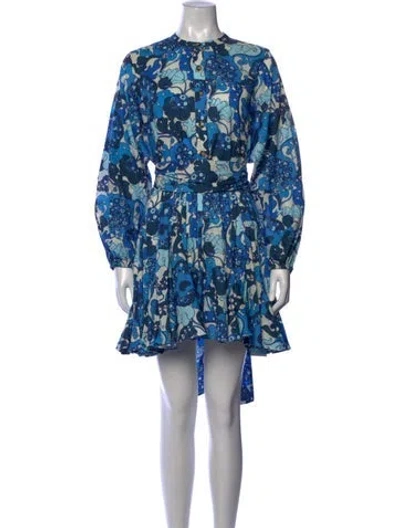 Pre-owned Rhode Floral Print Mini Dress In Blue/white