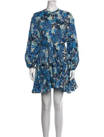 Pre-owned Rhode Floral Print Mini Dress In Blue/white