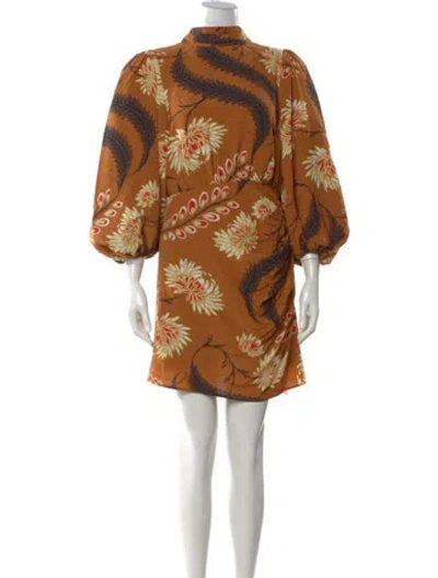 Pre-owned Rhode Floral Print Mini Dress In Brown