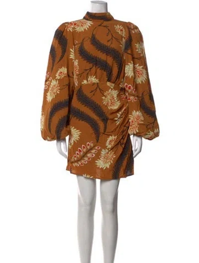Pre-owned Rhode Floral Print Mini Dress In Brown