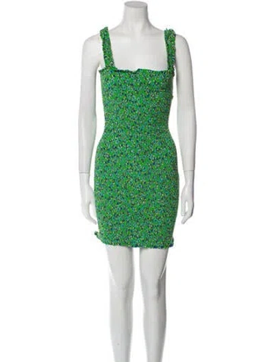 Pre-owned Rhode Floral Print Mini Dress In Green