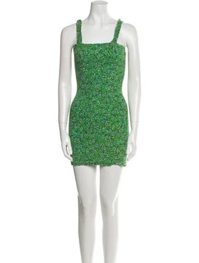 Pre-owned Rhode Floral Print Mini Dress In Green
