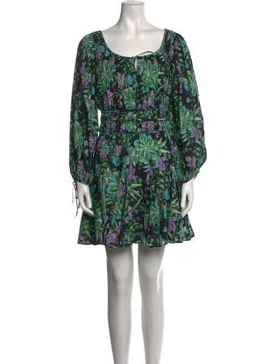 Pre-owned Rhode Floral Print Mini Dress In Green