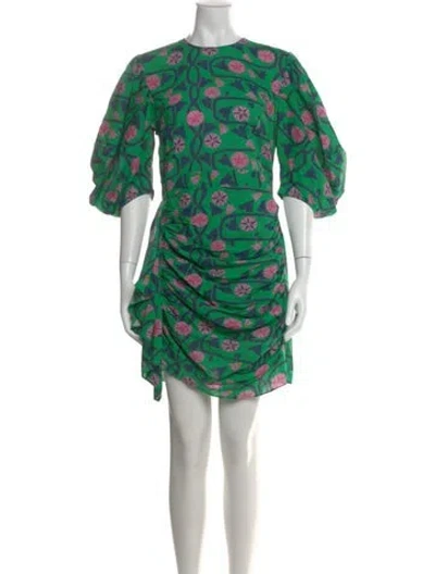 Pre-owned Rhode Floral Print Mini Dress In Green