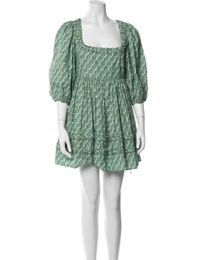 Pre-owned Rhode Floral Print Mini Dress In Green