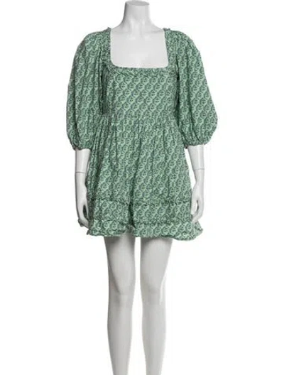Pre-owned Rhode Floral Print Mini Dress In Green