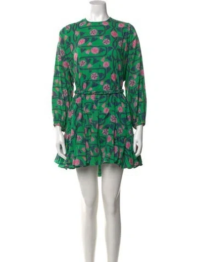 Pre-owned Rhode Floral Print Mini Dress In Green