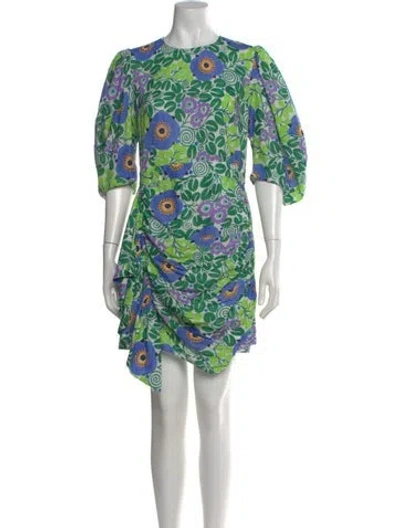 Pre-owned Rhode Floral Print Mini Dress In Green