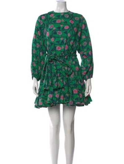 Pre-owned Rhode Floral Print Mini Dress In Green
