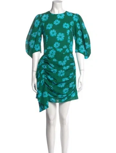 Pre-owned Rhode Floral Print Mini Dress In Green