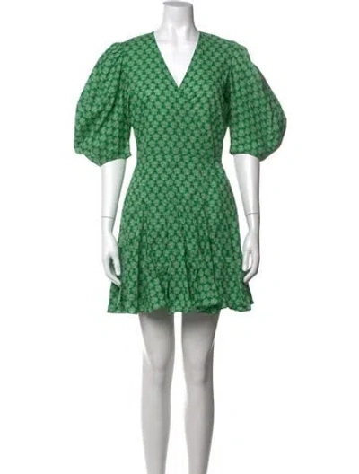Pre-owned Rhode Floral Print Mini Dress In Green