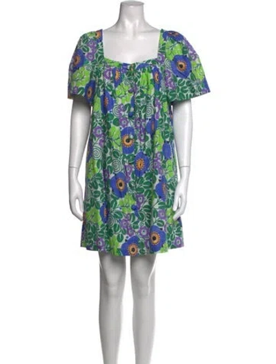 Pre-owned Rhode Floral Print Mini Dress In Green