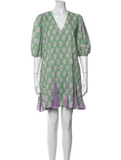 Pre-owned Rhode Floral Print Mini Dress In Green