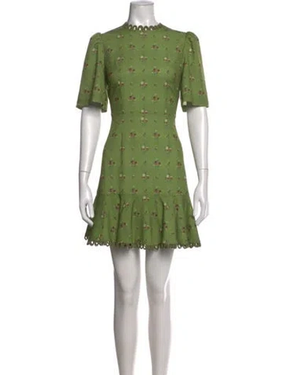 Pre-owned Rhode Floral Print Mini Dress In Green