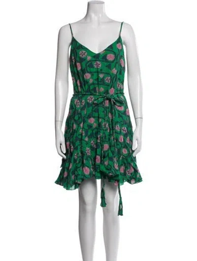 Pre-owned Rhode Floral Print Mini Dress In Green