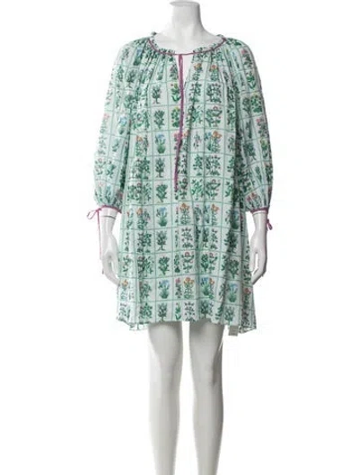 Pre-owned Rhode Floral Print Mini Dress In Green