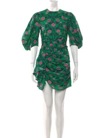 Pre-owned Rhode Floral Print Mini Dress In Green