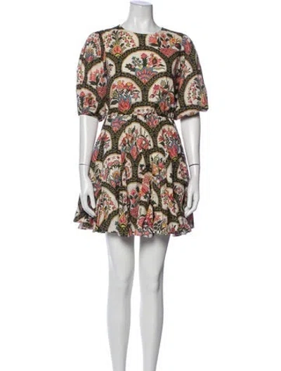 Pre-owned Rhode Floral Print Mini Dress In Green