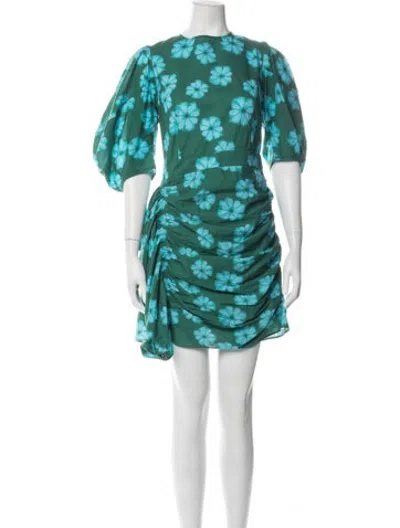 Pre-owned Rhode Floral Print Mini Dress In Green