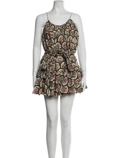 Pre-owned Rhode Floral Print Mini Dress In Green