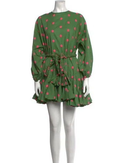 Pre-owned Rhode Floral Print Mini Dress In Green