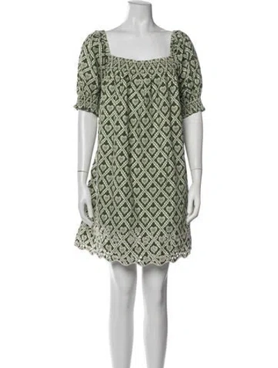 Pre-owned Rhode Floral Print Mini Dress In Green/neutrals