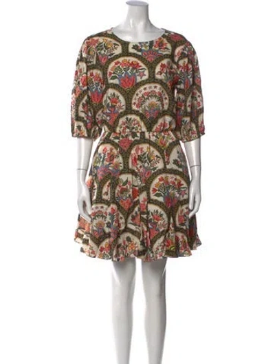 Pre-owned Rhode Floral Print Mini Dress In Green/pink
