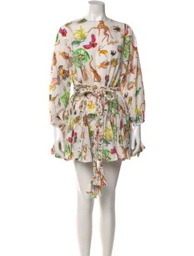 Pre-owned Rhode Floral Print Mini Dress In Neutral