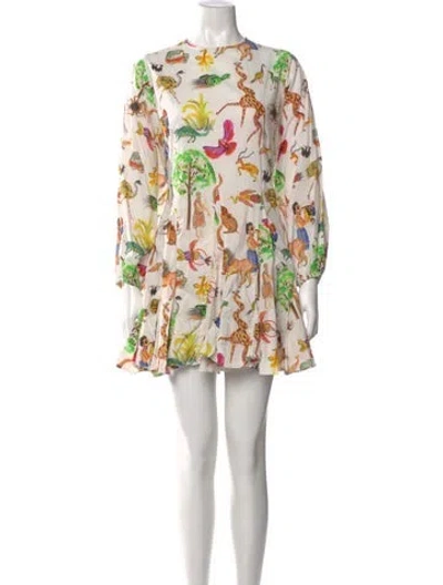 Pre-owned Rhode Floral Print Mini Dress In Neutral