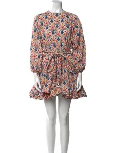 Pre-owned Rhode Floral Print Mini Dress In Neutral