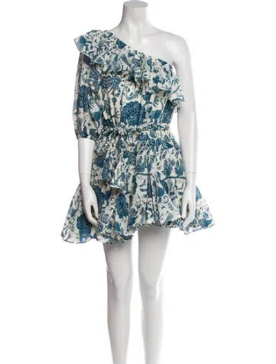 Pre-owned Rhode Floral Print Mini Dress In Neutral