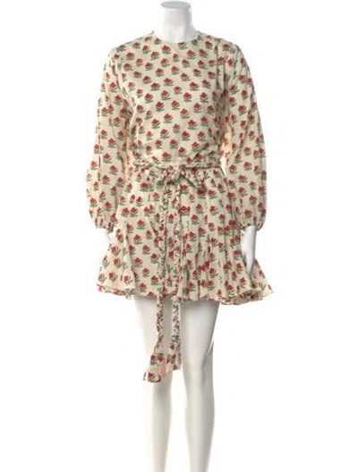 Pre-owned Rhode Floral Print Mini Dress In Neutral