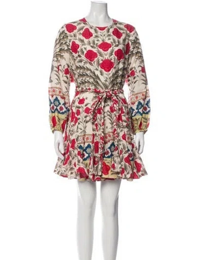 Pre-owned Rhode Floral Print Mini Dress In Neutral