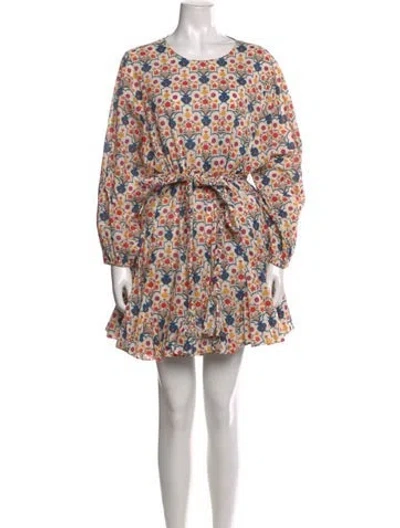 Pre-owned Rhode Floral Print Mini Dress In Neutral