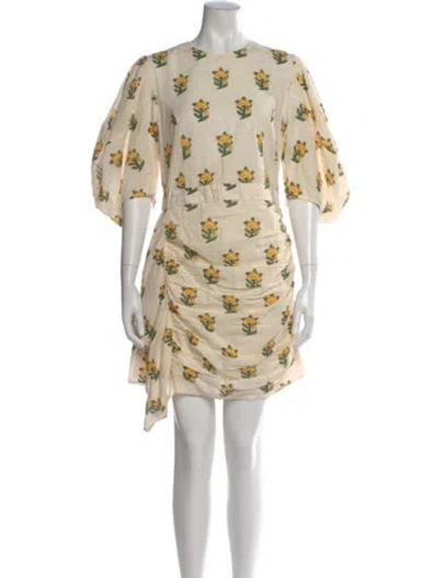 Pre-owned Rhode Floral Print Mini Dress In Neutral