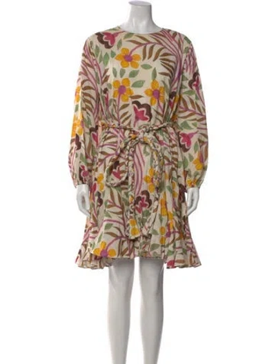 Pre-owned Rhode Floral Print Mini Dress In Neutral