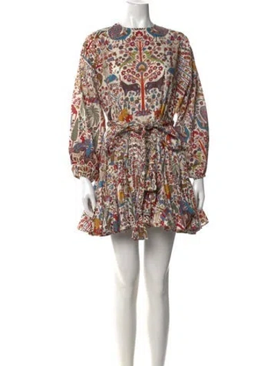 Pre-owned Rhode Floral Print Mini Dress In Neutral