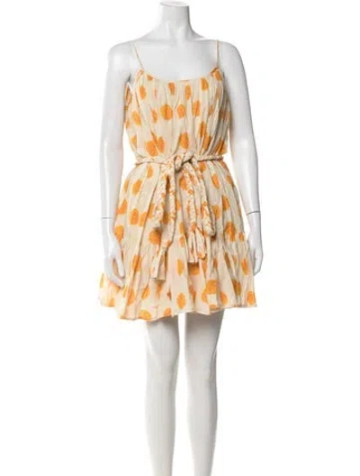 Pre-owned Rhode Floral Print Mini Dress In Neutral