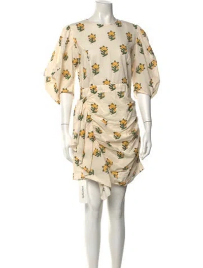 Pre-owned Rhode Floral Print Mini Dress In Neutral