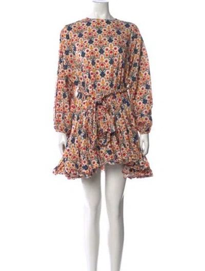Pre-owned Rhode Floral Print Mini Dress In Neutral