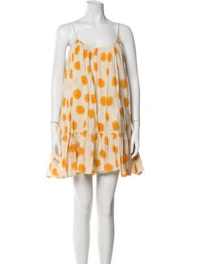 Pre-owned Rhode Floral Print Mini Dress In Neutral